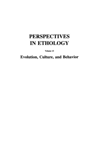 Perspectives in Ethology: Evolution, Culture, and Behavior