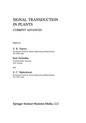 Signal Transduction in Plants: Current Advances