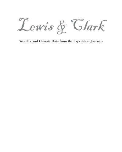 Lewis & Clark: Weather and Climate Data from the Expedition Journals