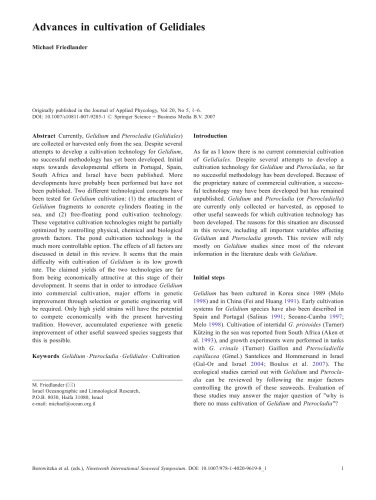 Nineteenth International Seaweed Symposium: Proceedings of the 19th International Seaweed Symposium, held in Kobe, Japan, 26-31 March, 2007.