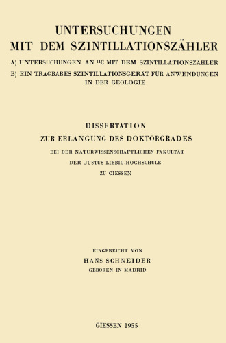 Dissertation zur Erlangung des Doktorgrades: Bei der naturwissenschaftlichen Fakultät der Justus Liebig-Hochschule zu Giessen