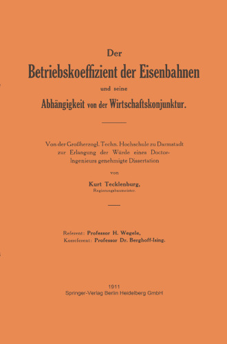 Der Betriebskoeffizient der Eisenbahnen und seine Abhängigkeit von der Wirtschaftskonjunktur