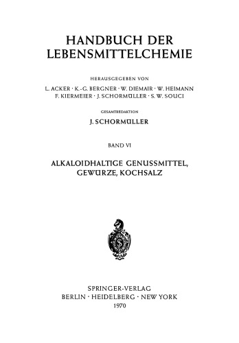 Alkaloidhaltige Genussmittel, Gewurze, Kochsalz