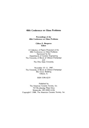 48th Conference on Glass Problems: Ceramic Engineering and Science Proceedings, Volume 9, Issue 3/4