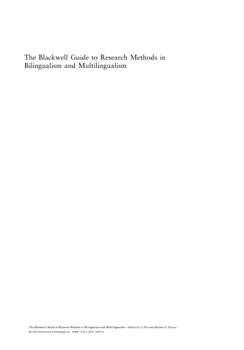 The Blackwell Guide to Research Methods in Bilingualism and Multilingualism