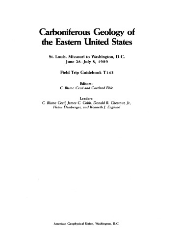 Carboniferous Geology of the Eastern United States