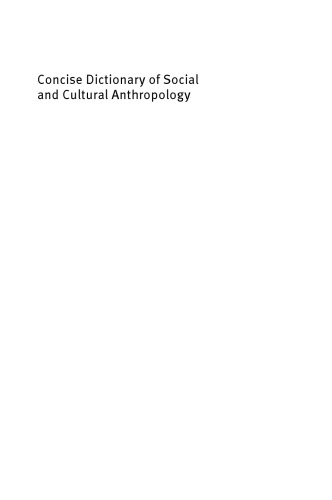 Concise Dictionary of Social and Cultural Anthropology