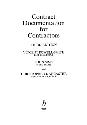 Contract Documentation for Contractors, Third Edition