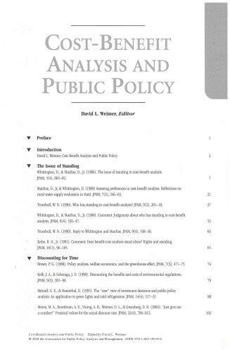 Cost-Benefit Analysis and Public Policy