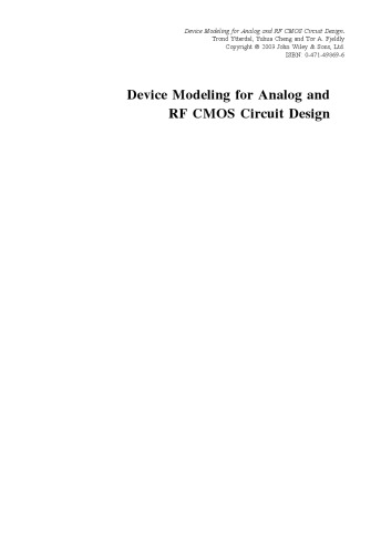 Device Modelling for Analog and RF CMOS Circuit Design