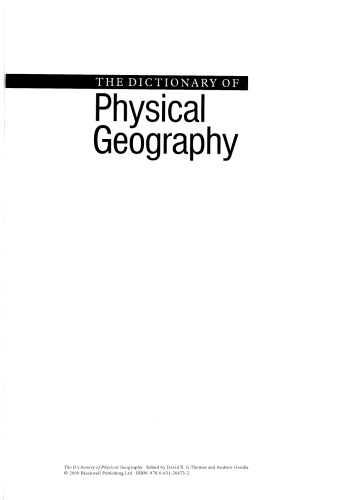 The Dictionary of Physical Geography, Third Edition