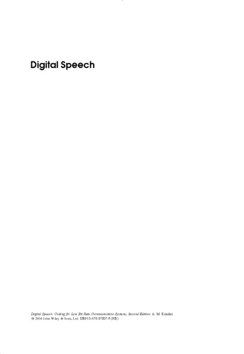 Digital Speech: Coding for Low Bit Rate Communication Systems, Second Edition