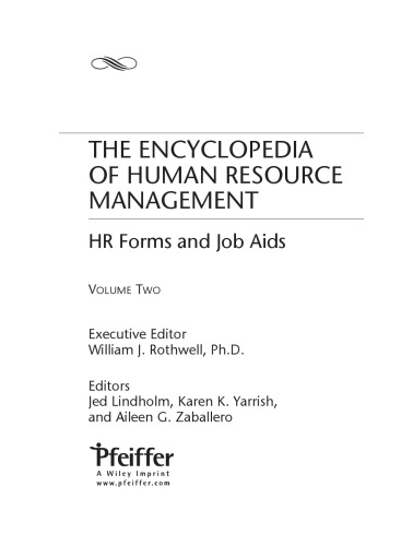 The Encyclopedia of Human Resource Management: HR Forms and Job Aids