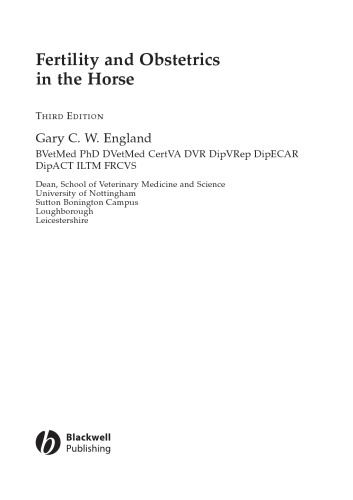 Fertility and Obstetrics in the Horse, Third Edition