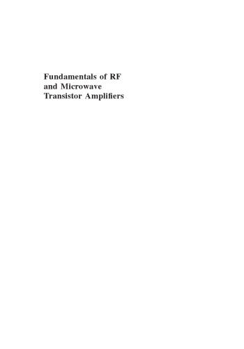 Fundamentals of RF and Microwave Transistor Amplifiers