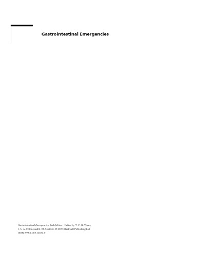 Gastrointestinal Emergencies, Second Edition