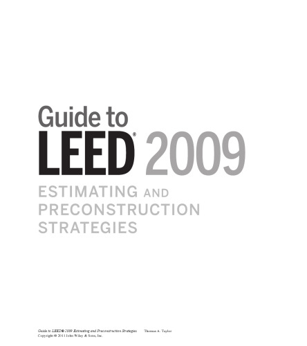 Guide to LEED® 2009 Estimating and Preconstruction Strategies