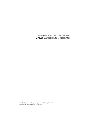 Handbook of Cellular Manufacturing Systems