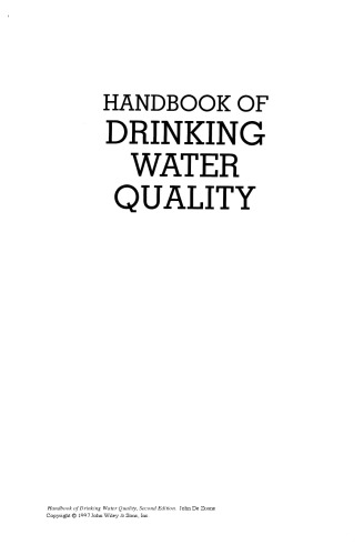 Handbook of Drinking Water Quality, Second Edition