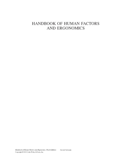 Handbook of Human Factors and Ergonomics, Fourth Edition