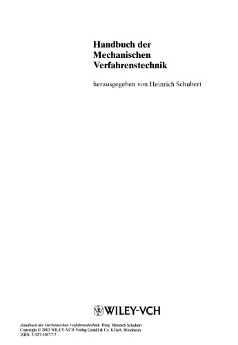 Handbuch der Mechanischen Verfahrenstechnik, Band 1