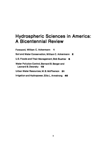 Hydrospheric Sciences in America: A Bicentennial Review