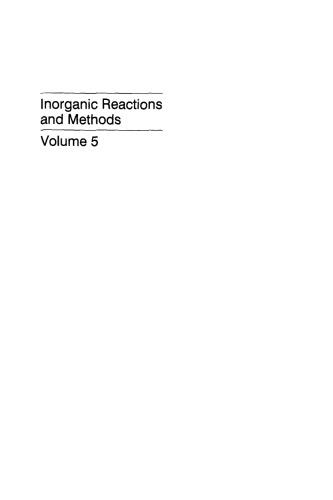 Inorganic Reactions and Methods: Formation of Bonds to O, S, Se, Te, Po (Part 1), Volume 5