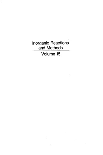 Inorganic Reactions and Methods: Electron-Transfer and Electrochemical Reactions; Photochemical and Other Energized Reactions, Volume 15