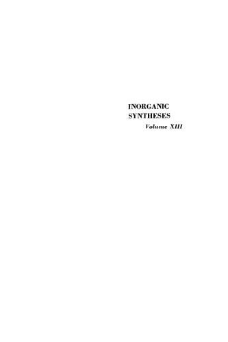 Inorganic Syntheses, Volume 13