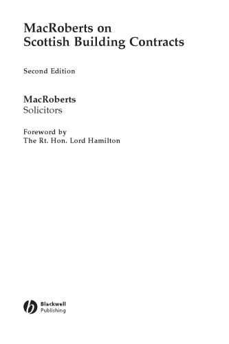 MacRoberts on Scottish Building Contracts, Second Edition