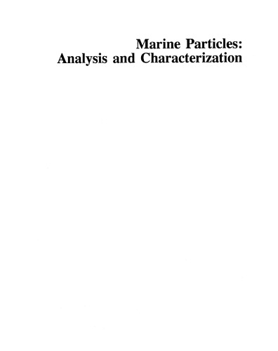 Marine Particles: Analysis and Characterization